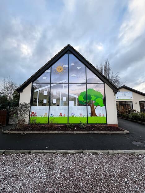 An image of the nursery's window and door graphics.
